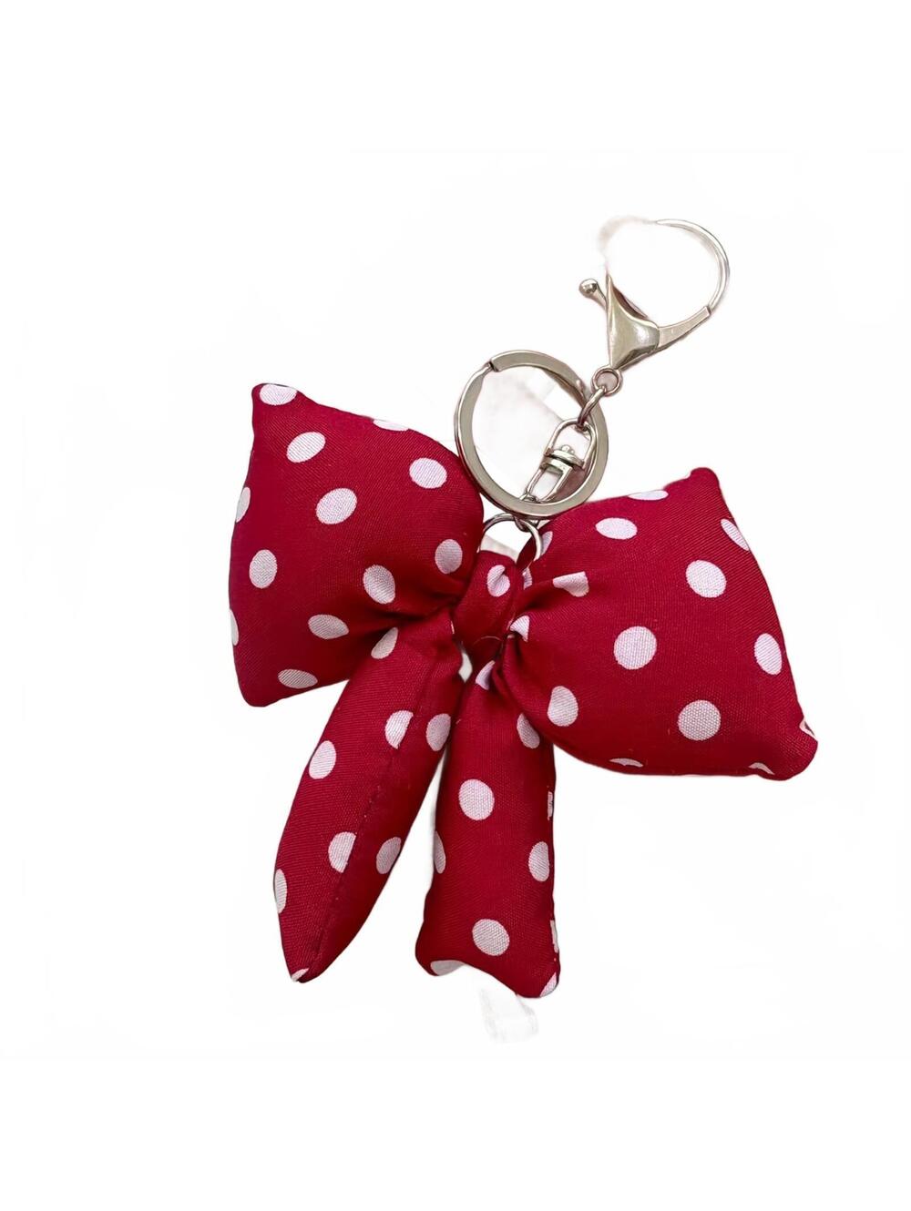 Red Polka Dot Bow Keychain Accessory
